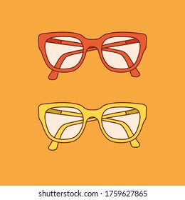 Vector hand-drawn outline isolated pair of glasses