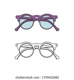Vector hand-drawn outline isolated pair of glasses