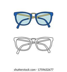 Vector hand-drawn outline isolated pair of glasses