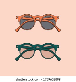 Vector hand-drawn outline isolated pair of glasses