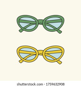 Vector hand-drawn outline isolated pair of glasses