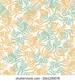 Vector hand-drawn paint brush leaf branches illustration seamless repeat pattern digital artwork fashion textile home decor print fabric 