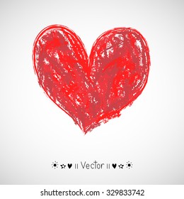 Vector hand-drawn painted red heart. Illustration EPS10 