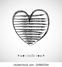 Vector hand-drawn painted red heart. Illustration EPS10 