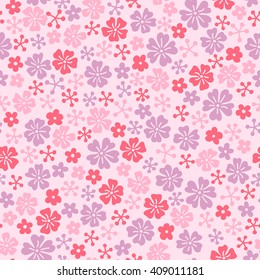 Vector hand-drawn pastel spring floral seamless pattern. Tender background with little flowers
