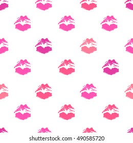 Vector hand-drawn pattern with  kiss ( imprint of lipstick). It can be used for wrapping paper, invitation cards, brochures, poster, mugs etc.