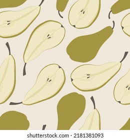 Vector hand-drawn pears illustration. Boho minimalist style vector foog seamless pattern