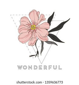 Vector hand-drawn peony flowers drawings. Beautiful abstract flower illustration. Hand drawn floral sketch art
