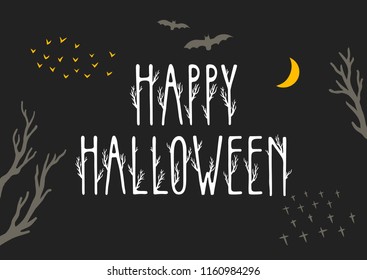 Vector hand-drawn poster "Happy Halloween".