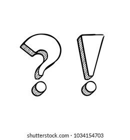 Vector handdrawn question and exclamation marks isolated on white. svg