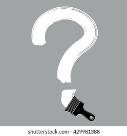 Vector hand-drawn question mark isolated, punctuation mark created with paintbrush. Monochrome conversation symbol made with brushstrokes.