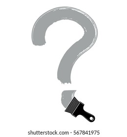 Vector hand-drawn question mark isolated, punctuation mark created with paintbrush. Monochrome conversation symbol made with brushstrokes.