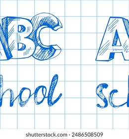 Vector hand-drawn school Illustration. Detailed retro style school seamless pattern. Vintage sketch element. Back to School.
