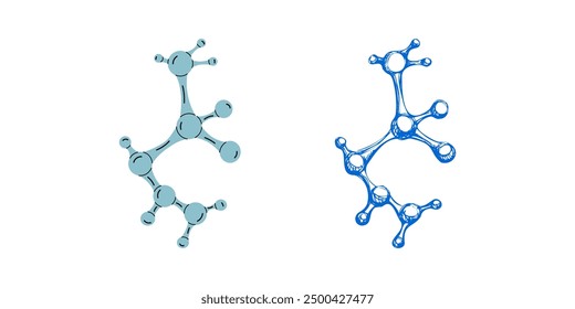Vector hand-drawn school Illustration. Detailed retro style 
crystallized molecule sketch. Vintage sketch element. Back to School.  The science.