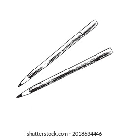 Vector hand-drawn school and office supplies Illustration. Detailed retro style pencils  sketch. Vintage sketch element. Back to School. School essential illustration.
