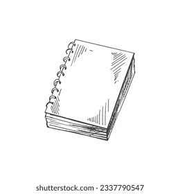 Illustration von handgezeichneten Schul- und Büromaterial. Detaillierte Retro-Notizzettel-Skizze. Vintage Sketch Element. Zurück zur Schule. Die Schule ist eine unverzichtbare Illustration.