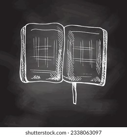 Illustration von handgezeichneten Schul- und Büromaterial. Detaillierte Skizze im Retro-Stil auf Chalkboard-Hintergrund. Zurück zur Schule. 