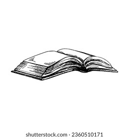 Vector hand-drawn school and office tools Illustration. A detailed sketch of the book in retro style. Vintage sketch element. Back to School.