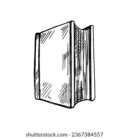 Escuelas y herramientas de oficina extraídas a mano por vectores Ilustración. Un bosquejo detallado del libro en estilo retro. Esbozo vintage. De vuelta a la escuela.