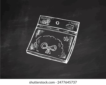 Vector hand-drawn school and office tools Illustration. Detailed retro style sticky notes sketch. Vintage sketch element. Back to School on chalkboard background.	