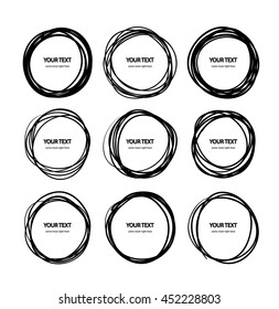 Vector hand-drawn scribble circles abstract doodle set for your design