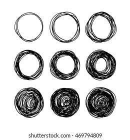 Vector hand-drawn scribble circles abstract doodle set for your design