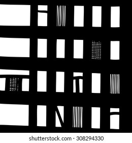 Vector hand-drawn seamless pattern with abstract urban ornament. Constructions. Abstract Background.