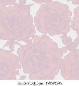 Vector hand-drawn seamless pattern with flower.