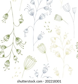 Vector hand-drawn seamless pattern with flower.