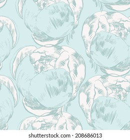 Vector hand-drawn seamless pattern with flower.
