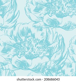 Vector hand-drawn seamless pattern with flower.