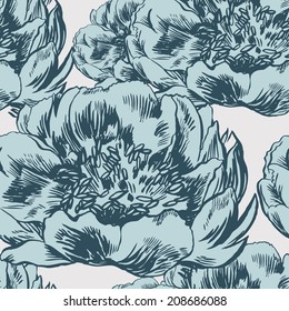 Vector hand-drawn seamless pattern with flower.