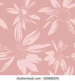 Vector hand-drawn seamless pattern with flowers