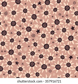 Vector hand-drawn seamless pattern with flowers. Floral background
