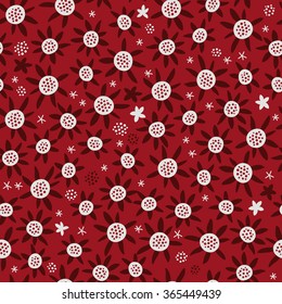 Vector hand-drawn seamless pattern with flowers. Floral background