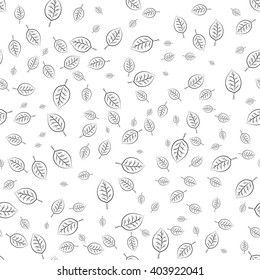 Vector hand-drawn seamless pattern with leaves
