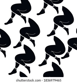 Vector hand-drawn seamless patterns of feet. Minimalism
