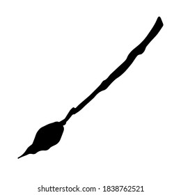 vector hand-drawn silhouette of magic broom for flying. Doodle icon, sticker, print. attribute for a Halloween costume