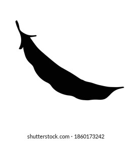 vector hand-drawn silhouette of a pea pod. Doodle icon, sticker, print, food sketch. isolated on a white background.