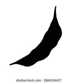 vector hand-drawn silhouette of a pea pod. Doodle icon, sticker, print, food sketch. isolated on a white background.