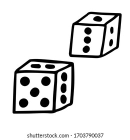 Vector hand-drawn simple linear dice