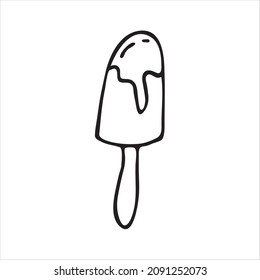 Vector hand-drawn sketch of ice cream. Popsicle. Doodle style. Vector image of ice cream on a stick.