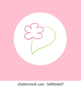 Vector hand-drawn sketch style flower logo. Simple graphic floral design element.