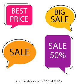 vector Hand-drawn speech bubbles SALE sticker collection
