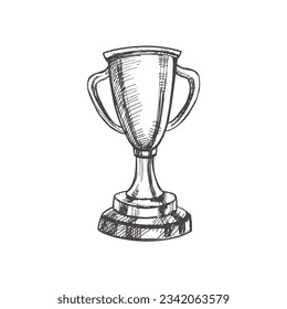 Vector hand-drawn sport Illustration. Detailed retro style 
sports cup sketch. Vintage sketch element. Back to School. 