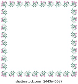vector hand-drawn spring floral frame concept.