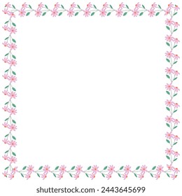 vector hand-drawn spring floral frame concept.