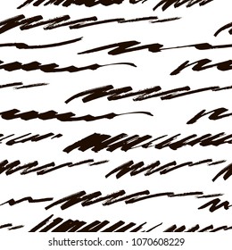 Vector Hand-drawn Striped Seamless Pattern Made Of Felt Tip Pen Handwritten Strokes.