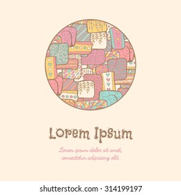 Vector hand-drawn template, banner for greeting cards, invitations, vintage abstract background with place for text