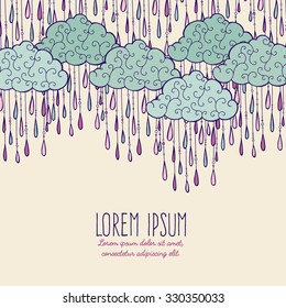 Vector hand-drawn template, banner for greeting cards, invitations, vintage abstract background with place for text